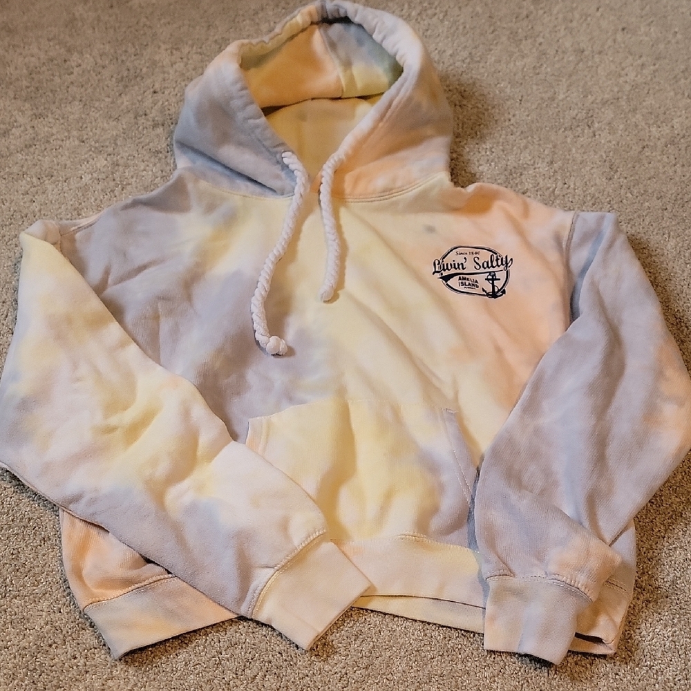 Livin' Salty Pastel Crop Tie-Dye Hoodie